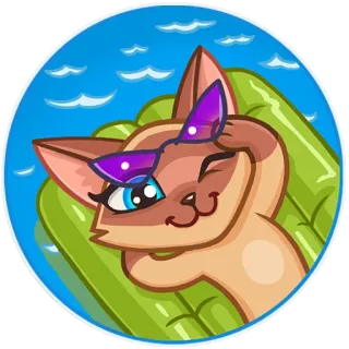 👙 b61f2b26 cat, sunglasses, pool, summer, animal, cartoon, cute telegram sticker