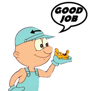 🔧 79d42180 GOOD JOB การ์ตูน, ทำได้ดีมาก, เชิงบวก, ผู้ชาย, คำพูด telegram sticker