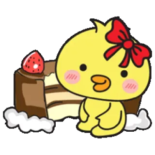 🎂 baaa87e1 imut, bebek, kue, makanan penutup, stroberi, kartun, menggemaskan, kawaii telegram sticker