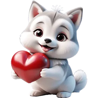 😍 3d984888 anjing, anak anjing, hati, imut, kartun, binatang, cinta telegram sticker