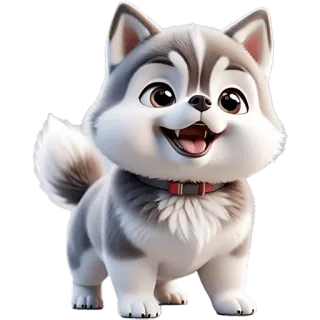 😀 64120652 anjing, husky, anak anjing, lucu, binatang, hewan peliharaan, kartun telegram sticker