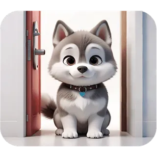 ☺️ 7d84f5ac anjing, husky, kartun, hewan, imut, pintu, hewan peliharaan telegram sticker