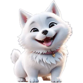 🤣 aa7c6895 anjing, anak anjing, lucu, putih, kartun, hewan telegram sticker