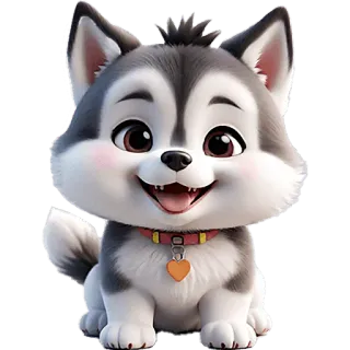 😀 b0426231 anjing, anak anjing, husky, lucu, hewan, peliharaan, kartun telegram sticker