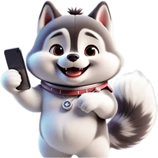 ☺️ b53bdb40 anjing, anak anjing, kartun, husky, hewan, imut, telepon telegram sticker