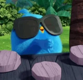 〰 260a30b7 blauer Vogel, Sonnenbrille, Cartoon, Tier telegram sticker