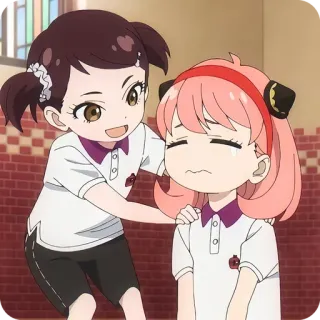 🙂 c7d4b1b2 Anya Forger Spy x Family anime, chica, llorando, triste, uniforme escolar, amigo, consuelo whatsapp sticker