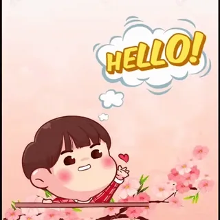 👋 f6fd6b60 HELLO! привет, здравствуйте, милый, мультфильм, каваий telegram sticker