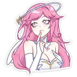 💘 aa23c9d5 anime girl, pink hair, angel, shhh, quiet, kawaii, sticker telegram sticker