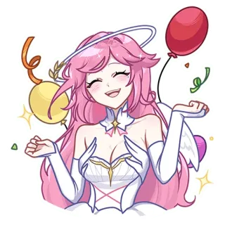 💘 b4530abd anime, pink hair, angel, cartoon, kawaii, cute, halo, balloons telegram sticker