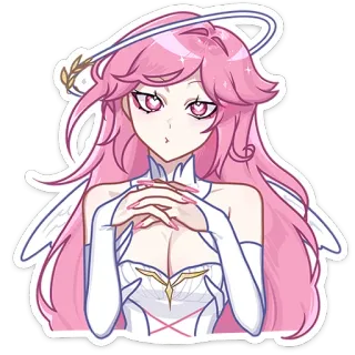 💘 bf05a07e anime girl, angel, pink hair, halo, sticker telegram sticker