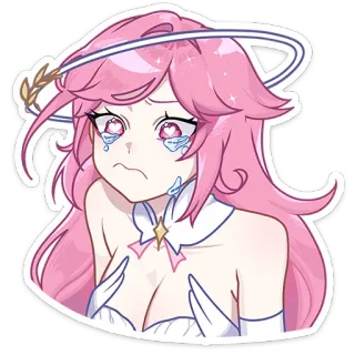 😢 c7d4a857 anime, manga, crying, sad, girl, pink hair telegram sticker