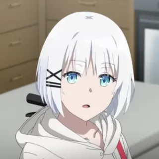 🍁 373d41a2 Siesta The Detective Is Already Dead 애니메이션, 흰 머리, 파란 눈, 귀여운, 캐릭터 telegram sticker