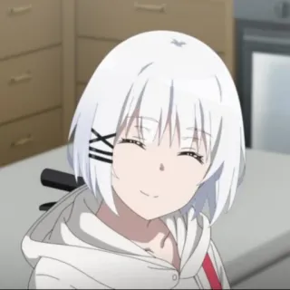 🍁 3c941664 Siesta The Detective Is Already Dead 애니메이션, 소녀, 미소, 흰 머리, 귀여운, 캐릭터 telegram sticker