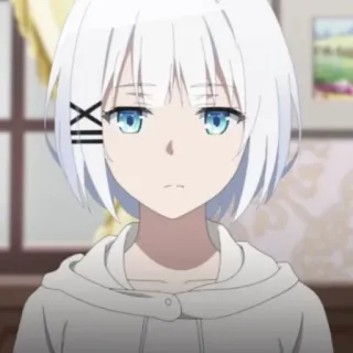 🍁 9b31344b 애니메이션, 여자, 흰머리, XII telegram sticker