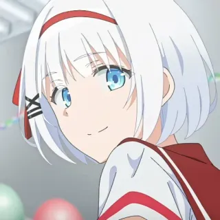 🍁 d04f7805 애니메이션, 여자, 흰머리, 미소 telegram sticker