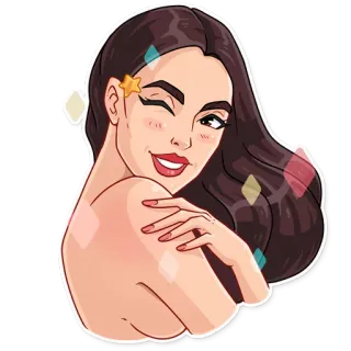 😉 3f3124ee donna, occhiolino, stella, glitter, bellezza, cartone animato, ragazza telegram sticker