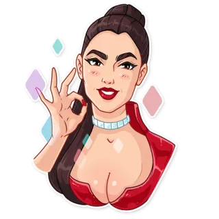 👌 43e9b374 donna, cartone animato, bellezza, gesto, ok, moda telegram sticker