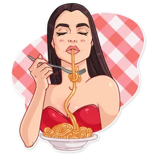 🍝 9df67b46 donna, mangiare, spaghetti, noodles, cibo, pasta telegram sticker