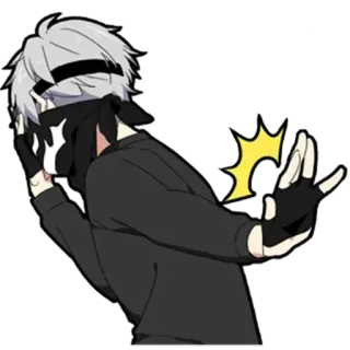 😟 0d141d89 动漫, 手势, 角色, 蒙面, 手套, 贴纸 telegram sticker