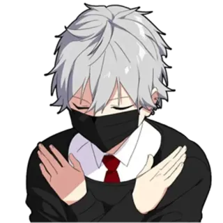 👎 40315be8 动漫, 贴纸, 男孩, 面具, 闭眼 telegram sticker