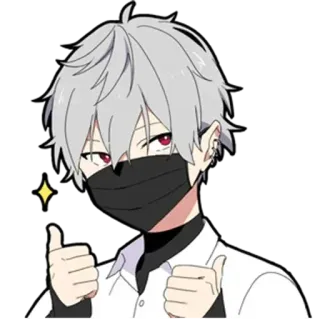 👍 4c3bc3f1 动漫, 角色, 面具, 赞, 白发, 闪耀, 男孩 telegram sticker
