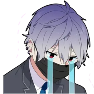 😭 5e274d8e Anime, Płacz, Chłopak, Smutny, Maska, Emocjonalny, Manga, Kreskówka telegram sticker