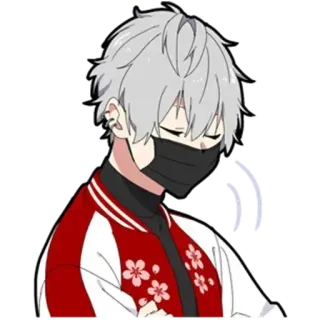 😌 8ddab41d Anime, Postać, Maska, Kurtka, Czerwony, Białe Włosy, Ilustracja telegram sticker