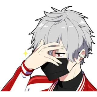 😓 afaf5712 anime, naklejka, chłopak, postać, maska, rysunek, ilustracja telegram sticker