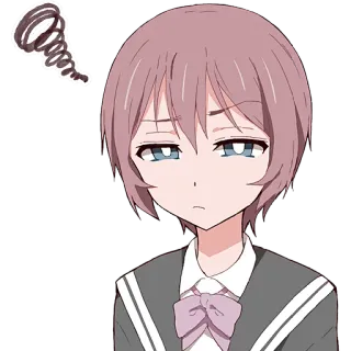 🤨 be30ce4e アニメの女の子, イライラ, 制服, ピンク髪, 混乱, エモい telegram sticker
