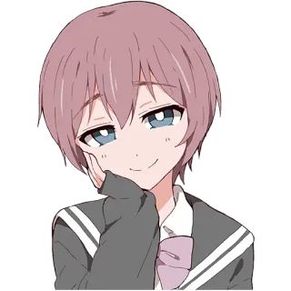☺️ db44f59e アニメ, 女の子, かわいい, 笑顔, ショートヘア telegram sticker