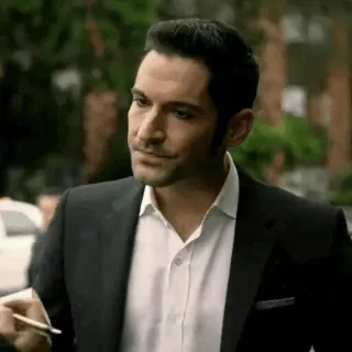 😖 021666f4 Lucifer Morningstar Lucifer Lucifer, karakter, acara TV, setelan, iblis, Tom Ellis telegram sticker