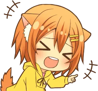 😂 f1aa7e83 อนิเมะ, สาวแมว, น่ารัก, มังงะ, สติกเกอร์, ชี้ telegram sticker