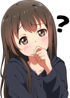 🤔 fd2e78f6 อนิเมะ, การ์ตูน, คำถาม, สงสัย, คิด, สับสน, ผู้หญิง, สติกเกอร์ telegram sticker