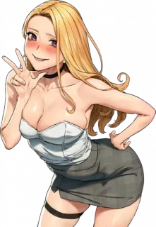 🎃 27140f4f mujer, chica, falda, dibujos animados, anime whatsapp sticker