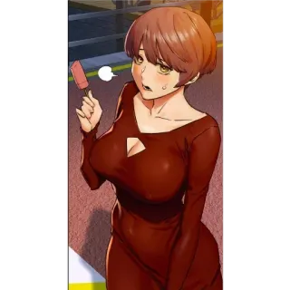 🎃 b5d908a0 mujer, dibujos animados, vestido, femenina, helado whatsapp sticker