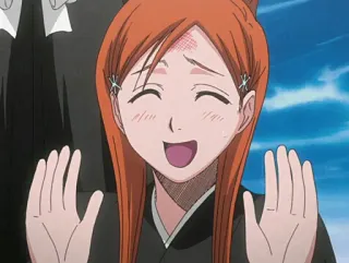 🤗 54d74838 Orihime Inoue Bleach anime, kartun, tersenyum, bahagia, Orihime, Inoue telegram sticker