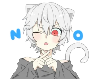 🙅‍♀️ 1817c331 NO Anime, Manga, Ragazzo gatto, Rifiutato, No, Carino, Kawaii whatsapp sticker
