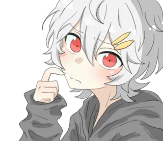 🤔 3470352f Anime, Manga, Carino, Ragazzo, Capelli grigi, Occhi rossi whatsapp sticker