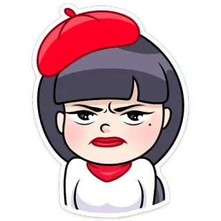 😠 bee11346 phụ nữ, mũ nồi, hoạt hình, tức giận, khó chịu, nghệ sĩ, cô gái telegram sticker