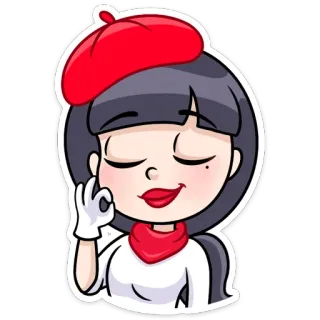 👌 cb98c3c1 Hoạt hình, Cô gái, Mũ nồi, Dấu hiệu OK, Biểu tượng cảm xúc, Nhân vật telegram sticker