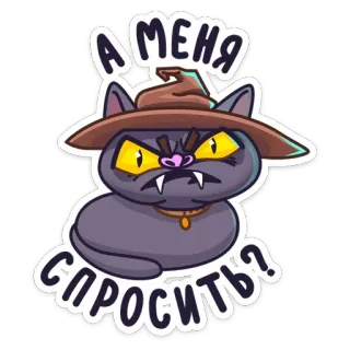 😡 801bfd23 А меня спросить? cat, wizard, angry, cartoon, halloween, magic, sticker telegram sticker