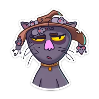 ☹️ b8d3f777 cat, mice, cartoon, hat, cute, animal, sticker telegram sticker