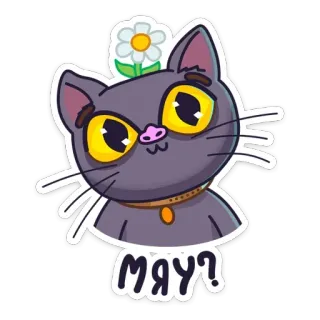 😼 d64332ad МЯУ? cat, kitten, cute, animal, flower, russian, meow telegram sticker
