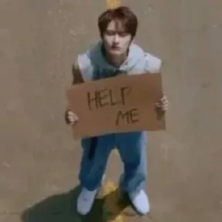 👎 b569be3b HELP ME 助け, 人, サイン, メッセージ, 懇願 telegram sticker