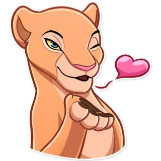 😘 6f488e64 Nala The Lion King สิงโต, การ์ตูน, ดิสนีย์, หัวใจ, ความรัก, สัตว์ telegram sticker