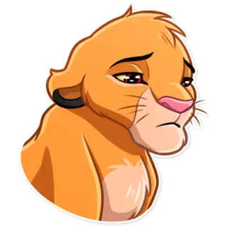 😔 7950523a Simba The Lion King เศร้า, สิงโต, การ์ตูน, สัตว์ telegram sticker
