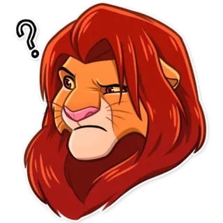 🤨 eb3c5b6a Simba The Lion King สิงโต, สับสน, คำถาม, การ์ตูน telegram sticker