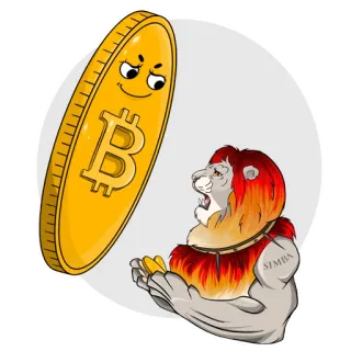 💸 035bb14a Simba SIMBA bitcoin, moneda, león, cripto, criptomoneda, personaje, dibujos animados telegram sticker