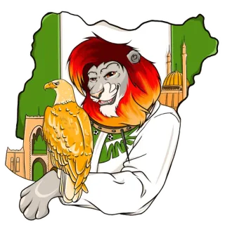 🇳🇬 0a94eef2 león, águila, Nigeria, bandera nigeriana, africano, animal, dibujo animado telegram sticker